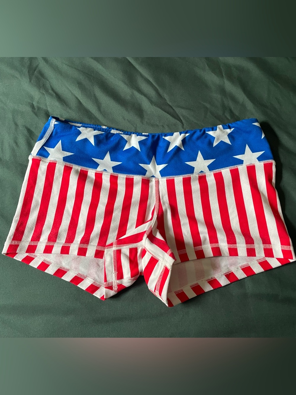 FLEO Size M Women’s Americana Star & Stripe Bike Shorts - Red, White & Blue